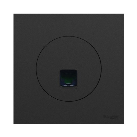 Ensemble complet - Prise RJ45 + Plaque - Odace 2025 - Noir Onyx