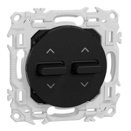 Double Interrupteur / Poussoir volets-roulants Odace Schneider Electric - A leviers - Noir