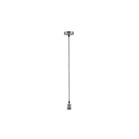 Câble de suspension en Tissu pour culot E27 - Max 60W - Gris et Nickel Brossé