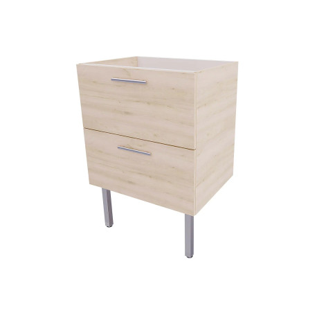 Meuble sous-plan First 2 tiroirs 60 cm Châtaignier Blanc