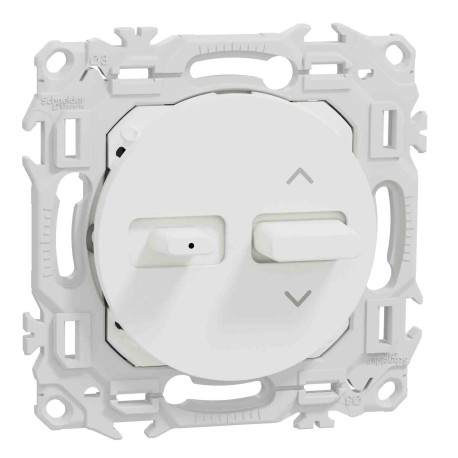 Combiné commande volets roulants + éclairage Odace Schneider Electric - A leviers - 6/10AX - Blanc