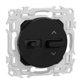 Combiné commande volets-roulants + éclairage Odace Schneider Electric - A leviers - 6/10AX - Noir