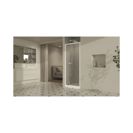Porte de douche pivotante réversible YUCA verre transparent 100x190 cm