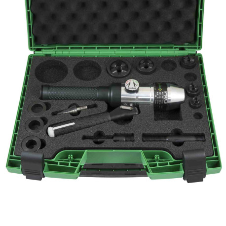 Coffret poinçonnage acier doux e-vo3+  - 5 emporte-pièces ISO 16 à 40 - 2 axes - 1 appareil HYDRALU