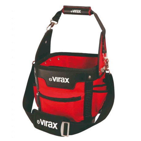 Sac-seau textile - avec porte outils - Rouge et noir