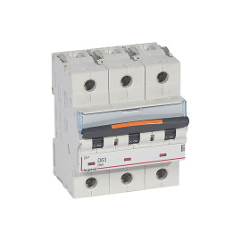 Disjoncteur DX³ 25kA arrivée haute et départ bas à vis 3P 400V~ - 63A - courbe D - 4,5 modules