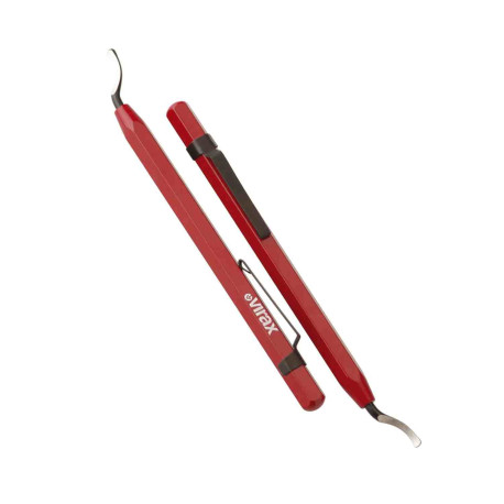Lot de 2 ébavureurs crayons - Avec agrafe - Lame non démontable - Rouge