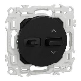 Combiné commande volets-roulants + éclairage Odace Schneider Electric - A leviers - 6/10AX - Noir