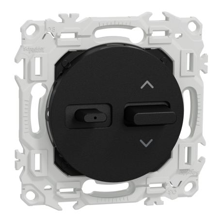 Combiné commande volets-roulants + éclairage Odace Schneider Electric - A leviers - 6/10AX - Noir