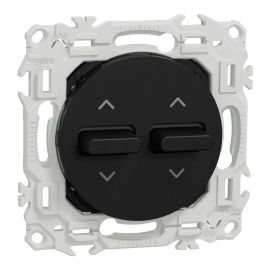 Double Interrupteur / Poussoir volets-roulants Odace Schneider Electric - A leviers - Noir