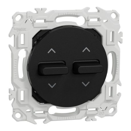 Double Interrupteur / Poussoir volets-roulants Odace Schneider Electric - A leviers - Noir