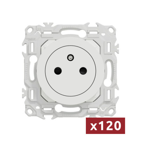 Pack de 120 prises de courant 2P+T affleurante Odace 2025 - Schneider Electric - 16A - Blanc