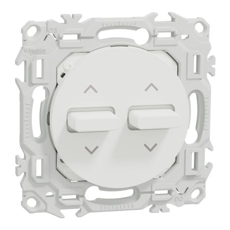 Double Interrupteur / Poussoir volets-roulants Odace Schneider Electric - A leviers - Blanc