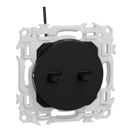 Double Va-et-Vient / Interrupteur / Poussoir à levier lumineux Odace Schneider Electric - LED verte 0.15mA - 10AX - Noir