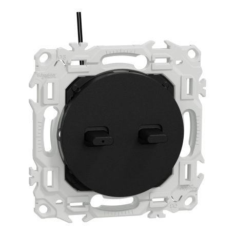 Double Va-et-Vient / Interrupteur / Poussoir à levier lumineux Odace Schneider Electric - LED verte 0.15mA - 10AX - Noir