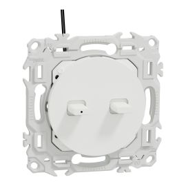Double Va-et-Vient / Interrupteur / Poussoir à levier lumineux Odace Schneider Electric - LED verte 0.15mA - 10AX - Blanc