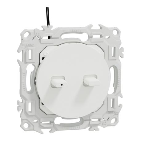 Double Va-et-Vient / Interrupteur / Poussoir à levier lumineux Odace Schneider Electric - LED verte 0.15mA - 10AX - Blanc