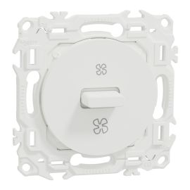 Interrupteur à levier 3 positions VMC Odace Schneider Electric - 2 vitesses + arrêt - 6AX - Blanc