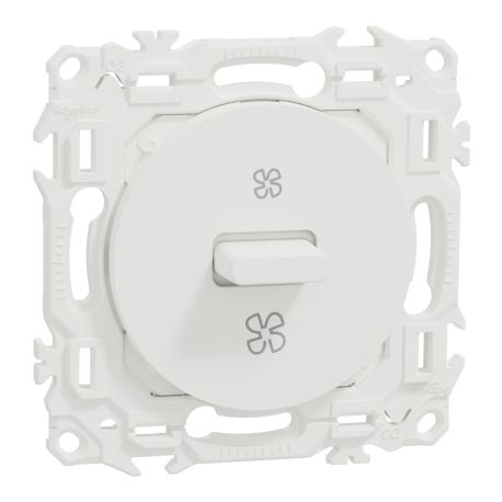 Interrupteur à levier 3 positions VMC Odace Schneider Electric - 2 vitesses + arrêt - 6AX - Blanc