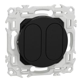 Support pour prise modulaire Odace Schneider Electric - Avec obturateurs - 2 modules VDI au choix - Noir