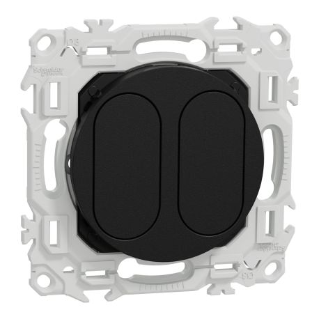 Support pour prise modulaire Odace Schneider Electric - Avec obturateurs - 2 modules VDI au choix - Noir