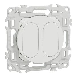 Support pour prise modulaire Odace Schneider Electric - Avec obturateurs - 2 modules VDI au choix - Blanc