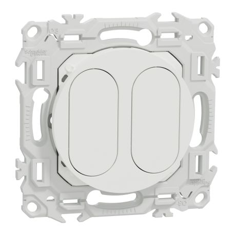 Support pour prise modulaire Odace Schneider Electric - Avec obturateurs - 2 modules VDI au choix - Blanc