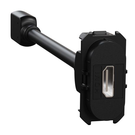 Module prise HDMI Type A 2.1 Odace Schneider Electric - Ultra HD 8K/60Hz - Câble femelle  à l'arrière - Noir