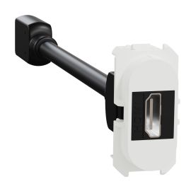 Module prise HDMI Type A 2.1 Odace Schneider Electric - Ultra HD 8K/60Hz - Câble femelle  à l'arrière - Blanc