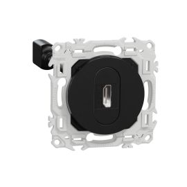 Prise HDMI Type A 2.1 Odace Schneider Electric - Ultra HD 8K/60Hz - Câble femelle à l'arrière - Noir