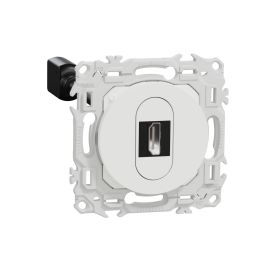 Prise HDMI Type A 2.1 Odace Schneider Electric - Ultra HD 8K/60Hz - Câble femelle  à l'arrière - Blanc