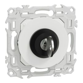 Interrupteur à clé Odace Schneider Electric - Blanc - Barillet et clés inclus