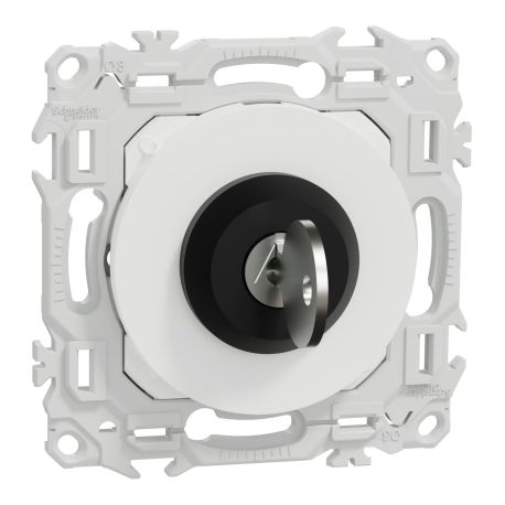 Interrupteur à clé Odace Schneider Electric - Blanc - Barillet et clés inclus