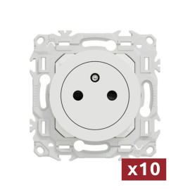 Pack de 10 prises de courant 2P+T affleurante Odace 2025 - Schneider Electric - 16A - Blanc