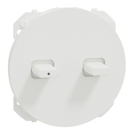 Enjoliveur double à levier avec 1 voyant Odace Schneider Electric - Pour double va-et-vient ou poussoir à bascule - Blanc
