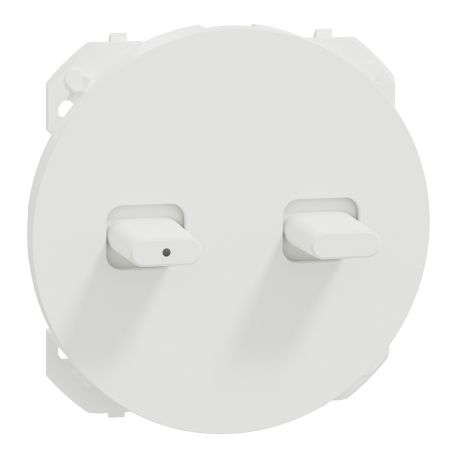 Enjoliveur double à levier avec 1 voyant Odace Schneider Electric - Pour double va-et-vient ou poussoir à bascule - Blanc