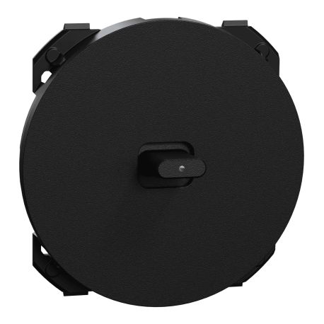 Enjoliveur simple à levier avec voyant Odace Schneider Electric - Pour va-et-vient ou poussoir à bascule - Noir Onyx