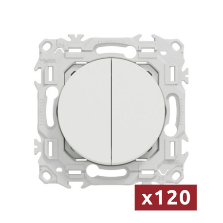 Pack de 120 doubles Va-et-Vient / Interrupteurs / Poussoirs Odace Schneider Electric - Sans neutre - Blanc