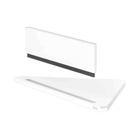 Tablette de douche d'angle avec raclette Aveno - Murale - A visser ou à coller - Blanche