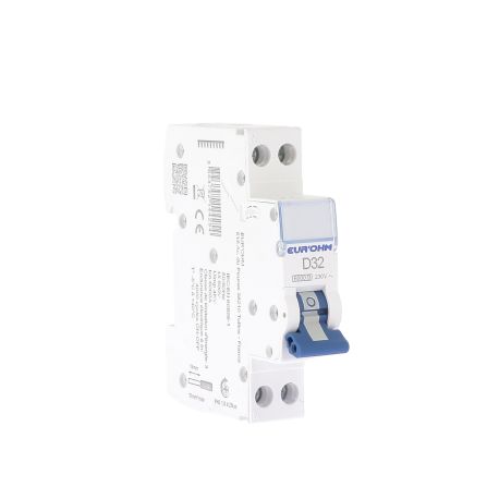 Disjoncteur divisionnaire 32A RX Protect Eur'Ohm - 1P+N - Courbe D - 6kA - Connexions vis/vis