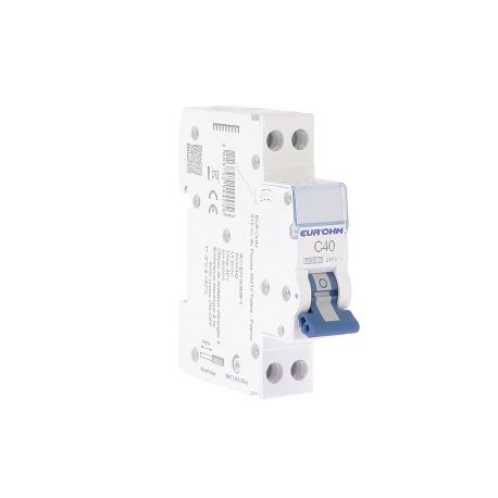 Disjoncteur divisionnaire 40A RX Protect Eur'Ohm - 1P+N - Courbe C - 6kA - Connexions vis/vis