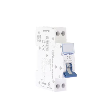 Disjoncteur divisionnaire 10A RX Protect Eur'Ohm - 1P+N - Courbe C - 6kA - Connexions vis/vis