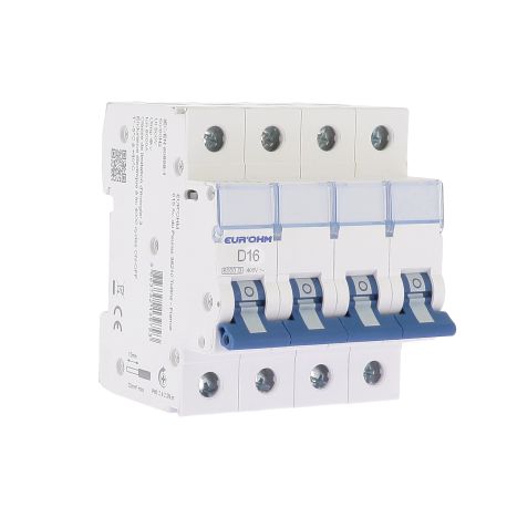 Disjoncteur divisionnaire 16A RX Protect Eur'Ohm - 4P - Courbe D - 6kA - Connexion vis/vis