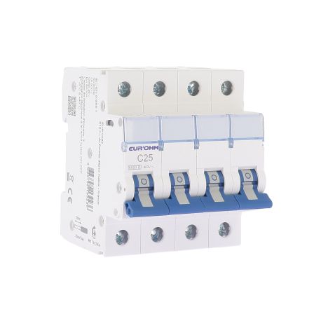 Disjoncteur divisionnaire 25A RX Protect Eur'Ohm - 4P - Courbe C - 6kA - Connexion vis/vis