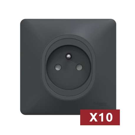Pack de 10 prises de courant Ovalis Schneider Electric - Encastrée - 16A - Anthracite