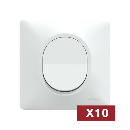 Pack de 10 va-et-vient Ovalis Schneider Electric - 10 AX - Blanc