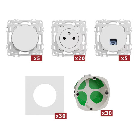 Probox appareillage + RJ45 Odace 2025 - Schneider Electric - Blanc