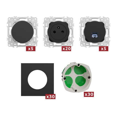 Probox appareillage + RJ45 Odace 2025 - Schneider Electric - Noire