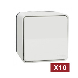 Pack de 10 commandes va-et-vient à connexion auto IP55 IK08 - Saillie - Blanc - Mureva Styl