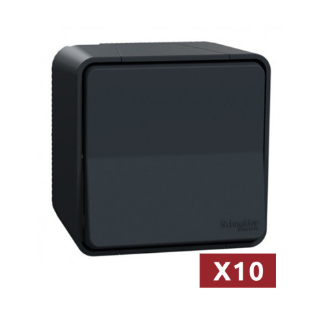 Pack de 10 commandes va-et-vient à connexion auto IP55 IK08 - Saillie - Gris - Mureva Styl